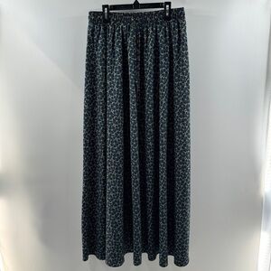 Blue Time Black Floral Maxi Skirt Blue & Yellow Flowers Drawstring Waist Size La